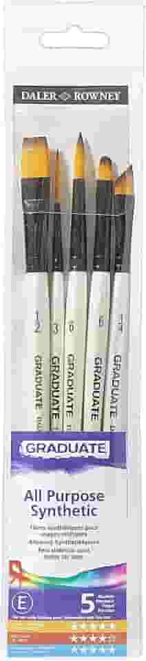 DALER ROWNEY Graduate, Conjunto de 5 Pincéis, Aquarela Técnicas Umidas, Cabo Curto