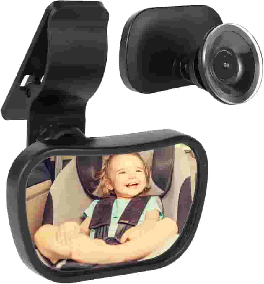 Espelho retrovisor de carro de bebê com ventosa e clipe ajustável, espelhos retrovisores interiores de carro para banco traseiro de segurança para assento de carro para bebês virados para