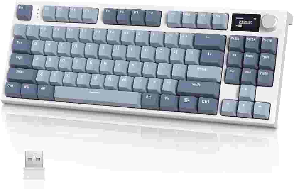 ATTACK SHARK K86 Teclado mecânico sem fio RGB para jogos, teclado com fio 2.4 GHz/BT5.0/USB-C, Layout 75% TKL com tela colorida TFT HD de 1.2'' e botão CNC, interruptor linear TTC Hot-Swap(Roxo)