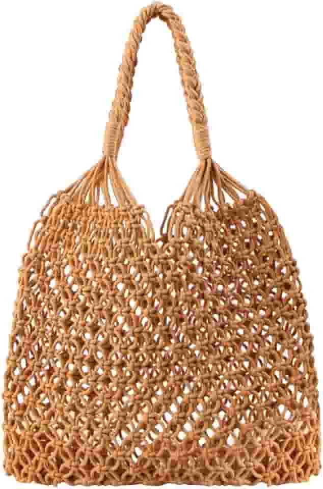 Bolsa feminina de palha de praia, bolsa de praia, malha de grande capacidade, combinação de corda, A, 15.7'*11.8