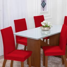 Capas Para Cadeira Elásticas Malha Gel para Mesa de 6 Lugares Para Cozinha Sala de Jantar (Vermelho)