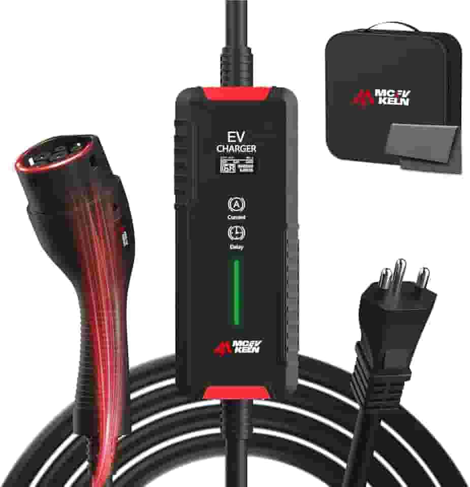 Carregador para Carro Elétrico Portátil, 3,5KW 16A 85-264V Type 2, Cabo de 5M,Carregador EV Tipo 2 para Carros Elétricos e Híbridos,Uso interno/externo,IEC62196-2 (3.5KW-16A-13A-10A-8A-6A)