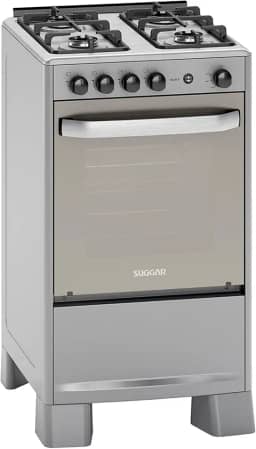 SUGGAR FOGÃO SELECT PRATA MESA DE INOX 4 BOCAS TREMPES DUPLAS FERRO FUNDIDO PORTA ESPELHADA ACENDIMENTO AUTOMÁTICO BIVOLT FGISL410PRIX