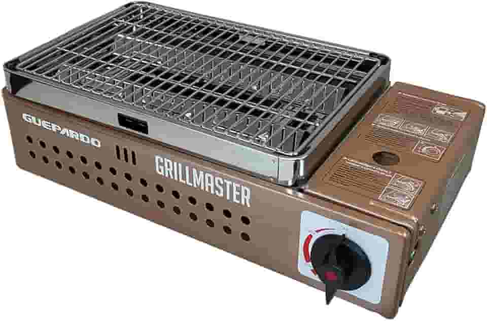 Guepardo, Fogareiro Horizontal Grillmaster em Aço Inoxidável com Sistema Flex Fuel, Ideal para Churrasco Camping e Viagens, Economia de Gás, Seguro e Prático, Pronto para Aventuras ao Ar Livre, Marrom