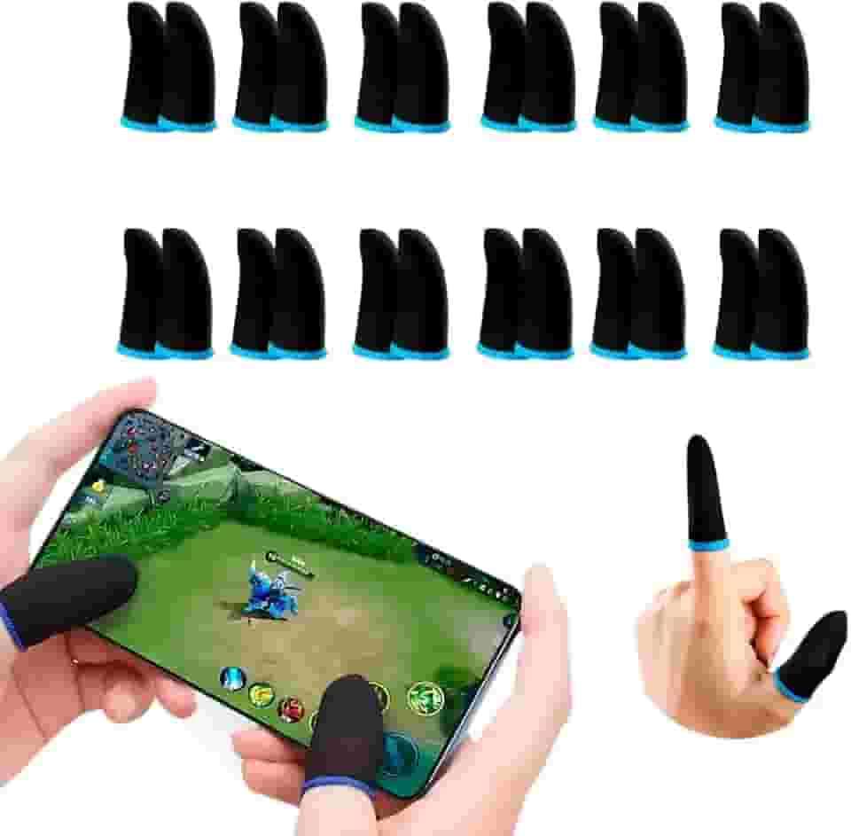 Kit 12/24 Luvas de Dedo Gamer Anti-Suor para Celular Jogos Free Fire PUBG Fortnite e FPS