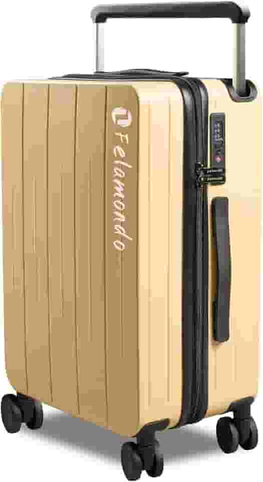 Bagagem despachada leve – Mala de PC durável com trava TSA, rodas giratórias silenciosas de 360°, alça larga expansível e capacidade extra para mala de viagem internacional (K5001), Amarelo