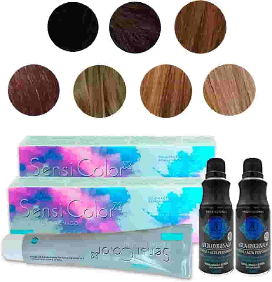Kit com 2 Tinturas para Cabelo Sensi Color Hipoalergência + Água Oxigenada (6.0 Louro Escuro)