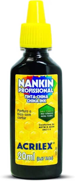 Tinta Nankin 20 ml Acrilex Avulso Preto 520