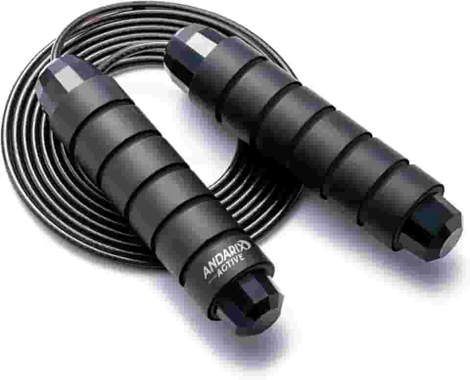 Corda de Pular Profissional Andarix Active Cabo de Aço Ajustável Alças de Espuma Rolamento de Esferas Fitness Academia