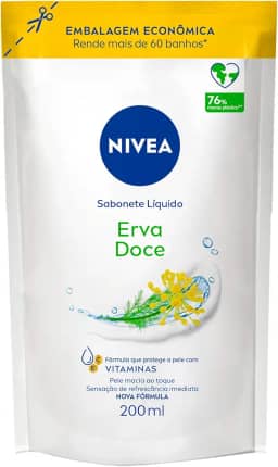 NIVEA Sabonete Líquido Refil Erva Doce 200ml - Fragrância refrescante de erva-doce, sensação de pele macia e hidratada