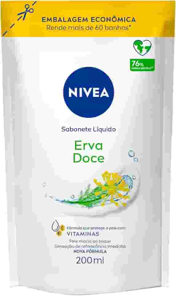 NIVEA Sabonete Líquido Refil Erva Doce 200ml - Fragrância refrescante de erva-doce, sensação de pele macia e hidratada