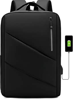 Mochila Executiva Masculina com Compartimento para Notebook 15.6, Saída USB Lateral, Zíper Impermeável, Design Slim e Ergonômico, Ideal para Trabalho e Estudos