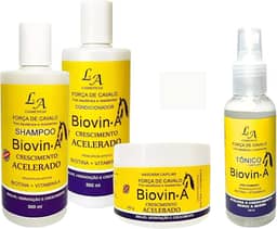 Kit Biovin-A Crescimento Capilar Rápido – Shampoo, Condicionador, Máscara e Tônico - Força de Cavalo Anti Queda e Fortificante 4 em 1
