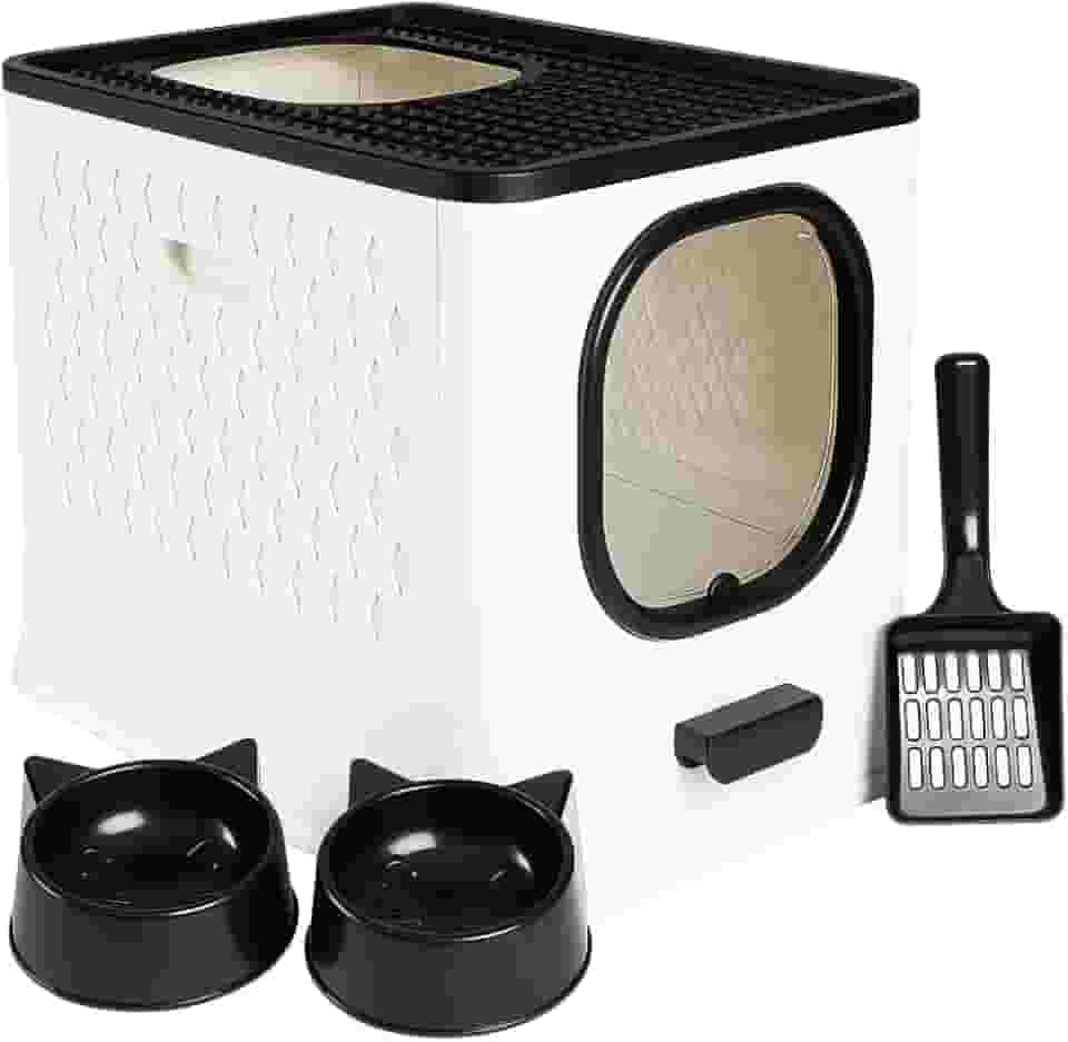 Caixa De Areia Para Gatos Fechada Furba Grande Sandbox Luxo Grande Premium (Branco)