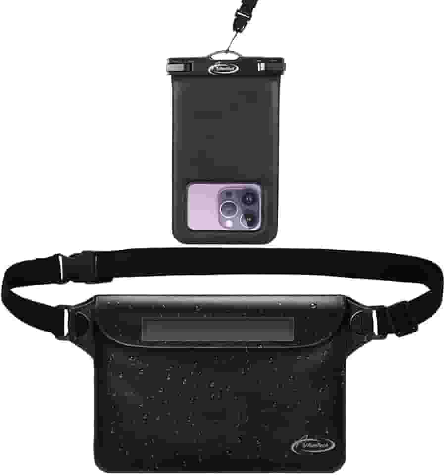 AiRunTech Bolsa de telefone à prova d'água, acessórios de praia para férias, viagem, porta-passaporte, conjunto essencial de cruzeiro, bolsas secas com cordão para família, mulheres, homens (capa de