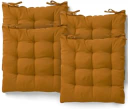 Kit 4 Almofadas Assento Cadeira Futton Futon 40x40cm Cores Diversas 100% Poliéster (Mostarda)