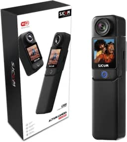 SJ~CAM C300 Pocket Camera de Ação,4K Camera Filmadora,7 Horas de Autonomia, Estabilização em 6 Eixos, Câmera Corporal com Tela Sensível ao Toque dupla, à Prova D'água Até 30M