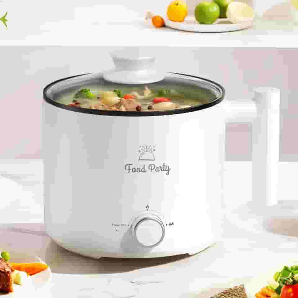 Food Party Panela elétrica de 1,8 L, panela elétrica de 220 V, panela elétrica, panela elétrica, panela de ramen, fondue, panela quente chinesa