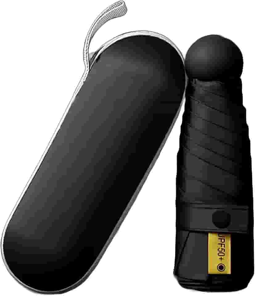 Guarda chuva Pequeno de Bolso Ultra Compacto e Versátil – Mini Guarda-chuva Dobrável com Proteção UV, Leve e Portátil – Inclui Estojo Estilo Cápsula para Chuva e Sol