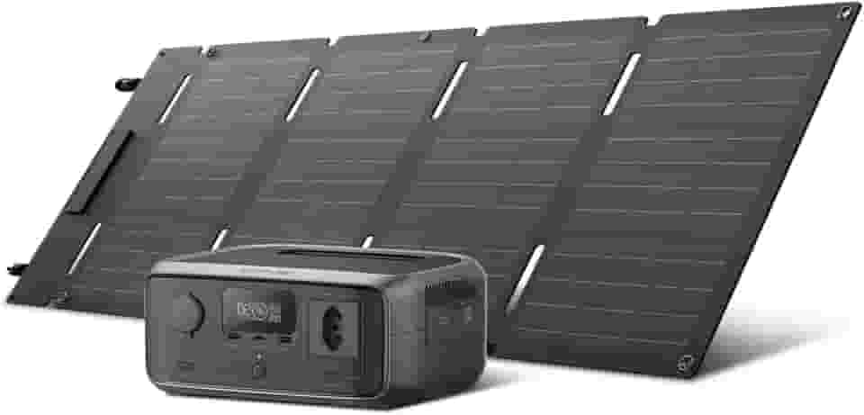 EF ECOFLOW Gerador Solar RIVER 3 120V com 45 W Painel Solar, Bateria LiFePO4 230 Wh, UPS <20 ms, Estação de Energia Portátil de Carregamento Rápido em 1H para Uso ao Ar Livre, em Camping ou em RVs