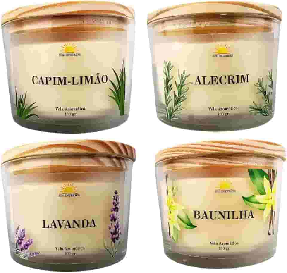 Kit 4 Velas Aromáticas Relax & Energia Naturais Aromas da Natureza
