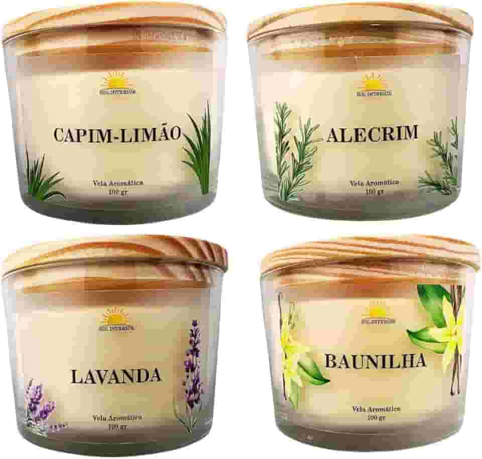 Kit 4 Velas Aromáticas Relax & Energia Naturais Aromas da Natureza
