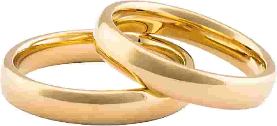 Par Aliança Banhada ouro 18K Tradicional 4mm Tungstênio