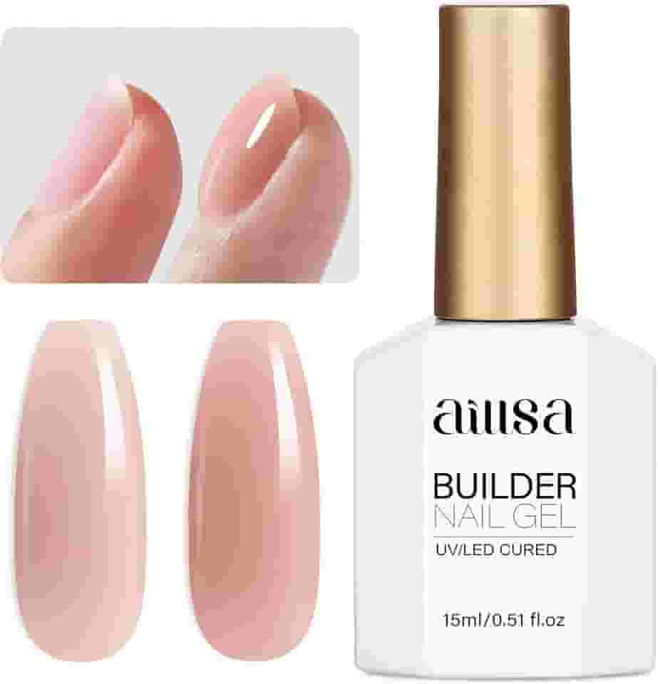 AILLSA Builder Gel para Unhas 7 em 1 Nude Gel Rígido Esmalte para Espessamento de Unhas, Cor Natural, Géis Fortalecedores, Esmaltes de Unha Leve Neutro U V para Manicure Francesa, Base Coat Necessário
