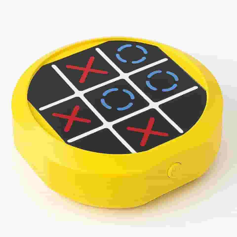 Jogo da Velha Eletrônico com Tela Sensível ao Toque, 3 Modos de Jogo, 9cm x 9cm x 3cm, Amarelo e Preto Luz Sons Brinquedo Educativo Infantil Compacto e Portatil Console- Carregamento USB