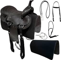 Sela Americana Preta Simples para Cavalgada E Passeios Completa Com Manta e Freio Inox