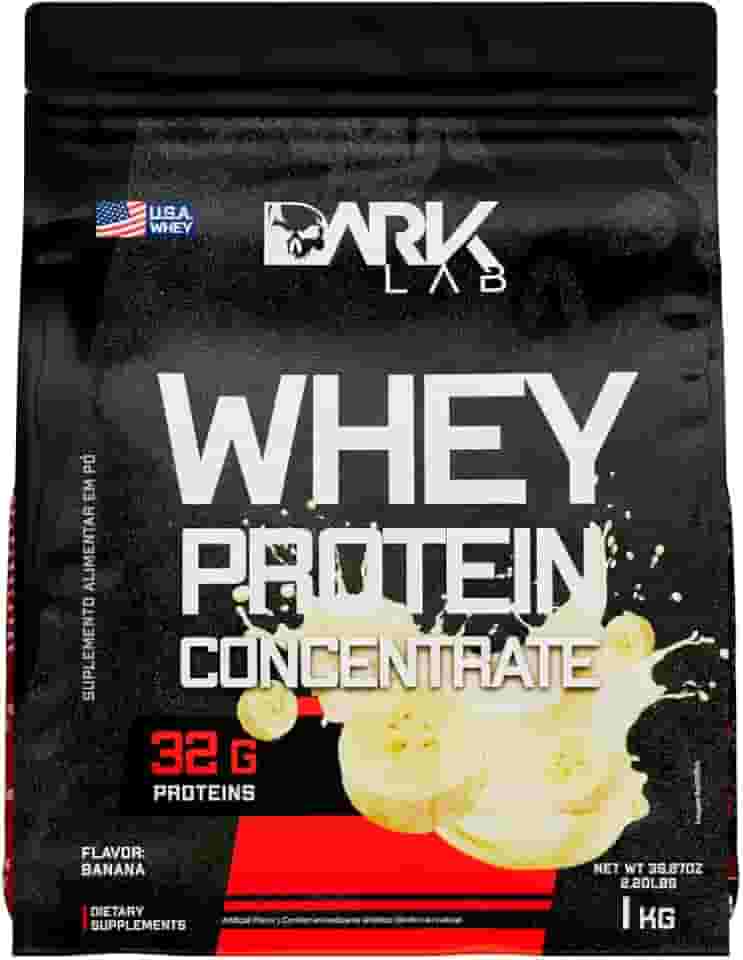 Whey Protein Concentrado Dark Lab, 1kg, Banana, Ganho de Massa Muscular