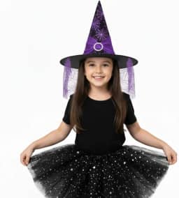 Fantasia Infantil Halloween Saia com led + Chapeu de bruxa