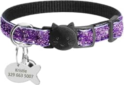 PJTJ Coleira Personalizada para Gatos com Sinos, Roxo, 18-27 CM, Liberação Rápida, Adequado para Cachorros Pequenos e Gatos