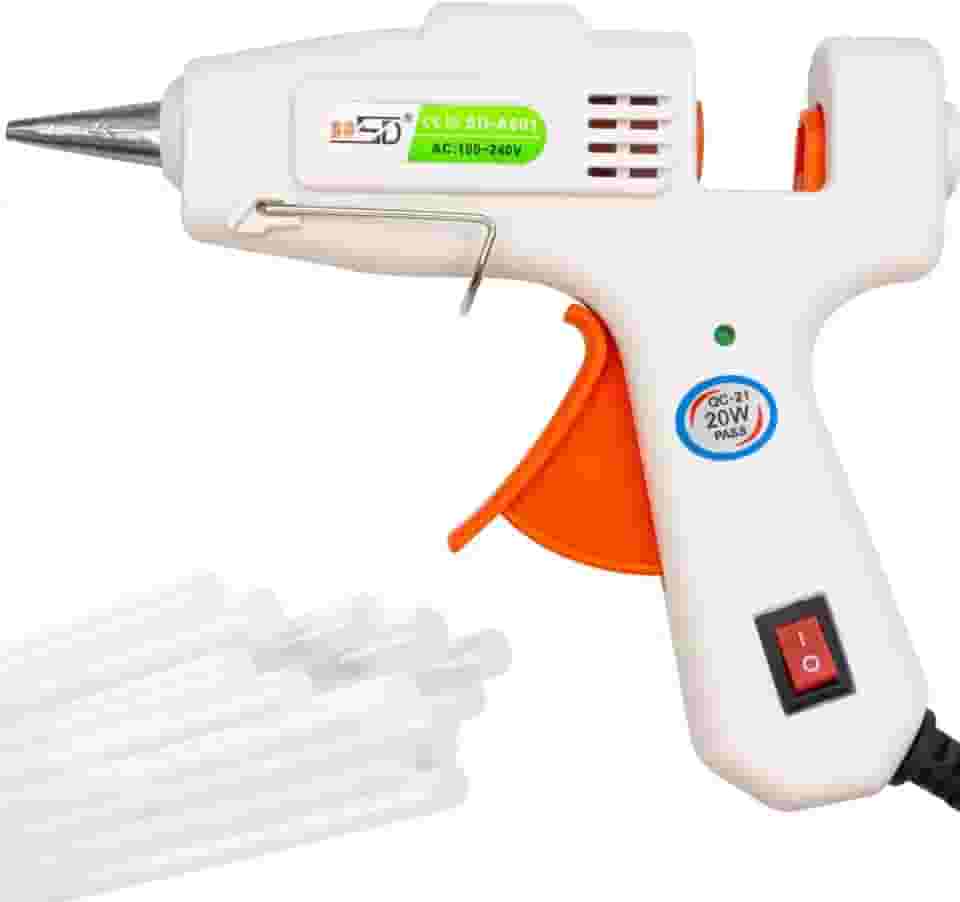 Pistola de Cola Quente com Bico Fino e Botão Liga e Desliga Bivolt 100 / 220v para Bastão Fino de 7mm