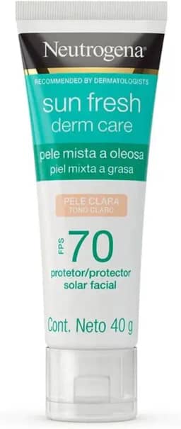 Protetor Solar Facial Para Pele Oleosa Neutrogena Sun Fresh Derm Care Pele Clara FPS 70, 40g