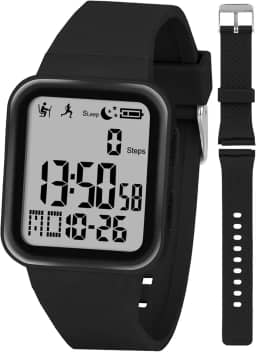Relógio digital para homens e mulheres, rastreador de atividades com luz de fundo EL, sem necessidade de aplicativo/telefone, relógio esportivo com contador de passos, pedômetro, cronômetro