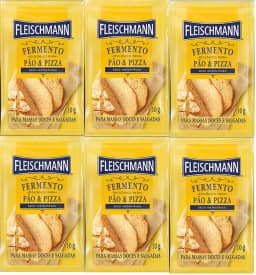 Kit 6 Fermento Biológico Pão e Pizza Seco Fleischmann 10g