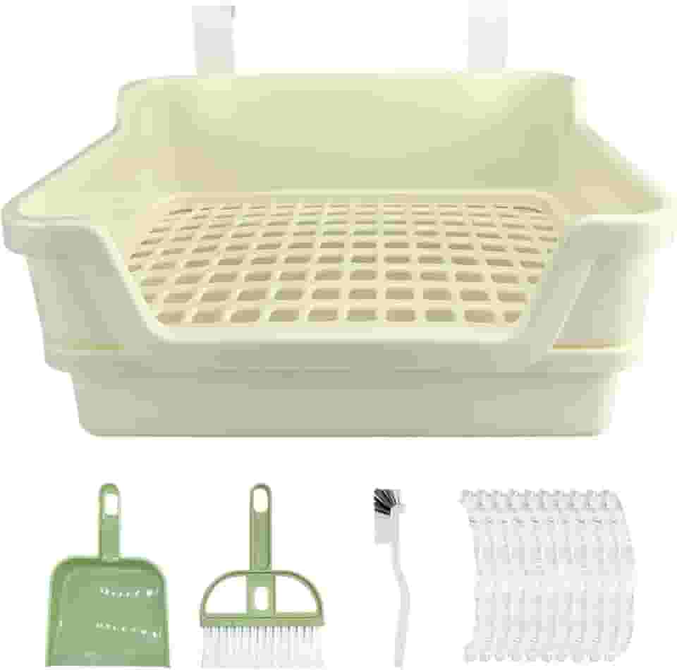 Caixa de areia de coelho grande coelho vaso sanitário coelho penico canto de treinamento panela enorme de areia de coelho com grade de plástico bandeja profunda para adultos pequenos animais