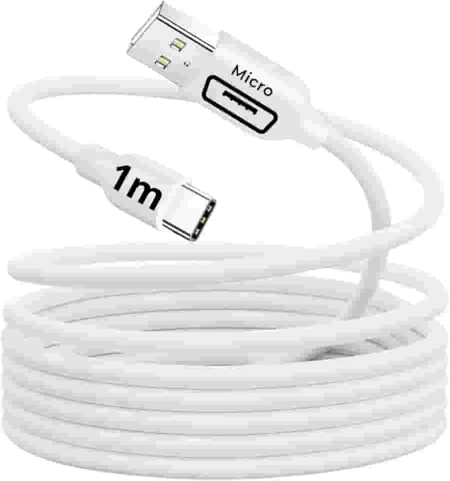 Cabo Micro USB 1 Metro Carregamento Rápido 18W Sincronização de Dados Reforçado Premium Compatível com Android Celulares Smartphones Tablets Power Bank Branco Resistente Durável Universal 10CLICK