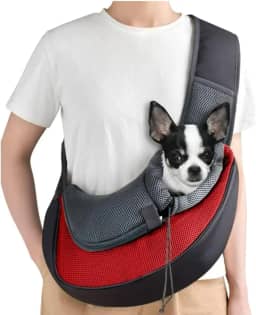 Mochila Bolsa Canguru Transversal Para Viagem Passeio Transporte para Cachorro e Gato Tecido Respirável, Alça Ajustável e Bolsos Laterais cores sortidas Peso maximo suportado: 5kg