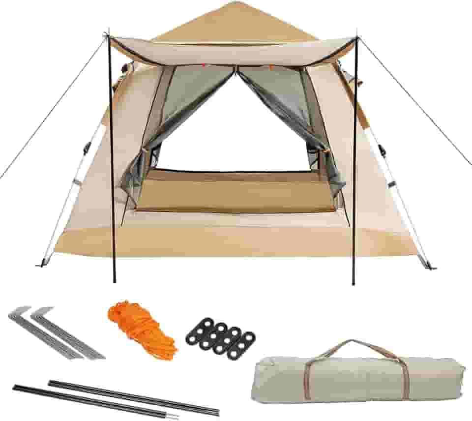 Barraca de Camping Automática Impermeável 2-3 Pessoas – Barraca Hidráulica com Montagem Rápida em 1 Minuto, 4 Estações e Design Expansível para Trilhas, Praia e Aventuras