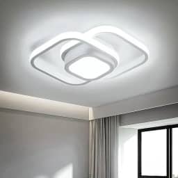 BEMMY Luminária de Teto, Lustre Quadradocom Holofote, Quarto, Cozinha, Sala de Estar, Decoração, Lustre Regulável 3 Cores de Luz Ajustáveis 85-265V(Branco)