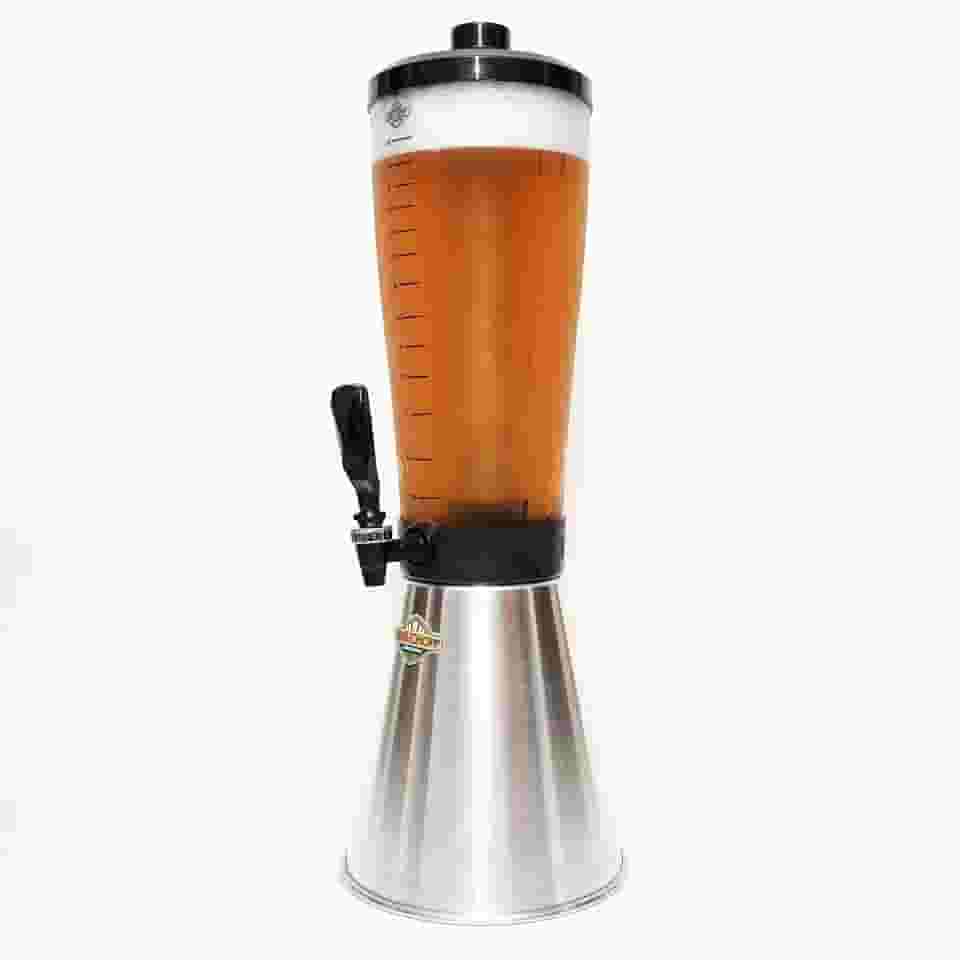 Torre De Chopp Cervejeira 3,5 L Copo Acrílico 2 Refil Aluminio
