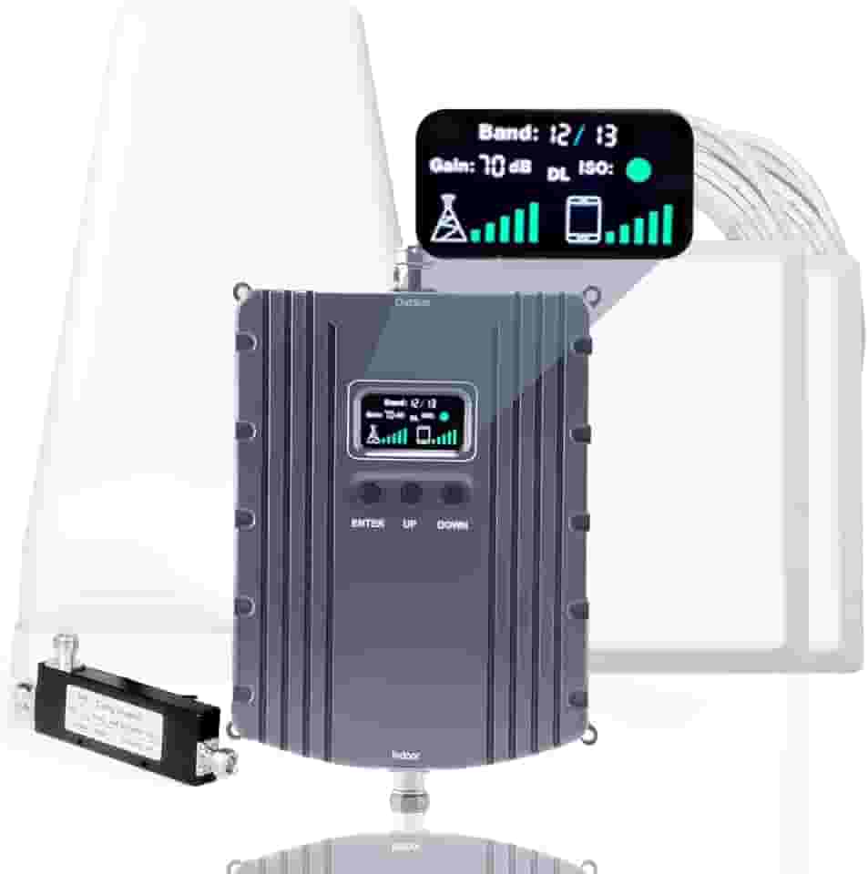 Amplificador de sinal de celular para casa e escritório, até 8000 pés quadrados, amplificador de sinal de celular para banda 2/25/4/66/5/12/17/13 com todas as operadoras dos EUA, aumenta 5G 4G LTE