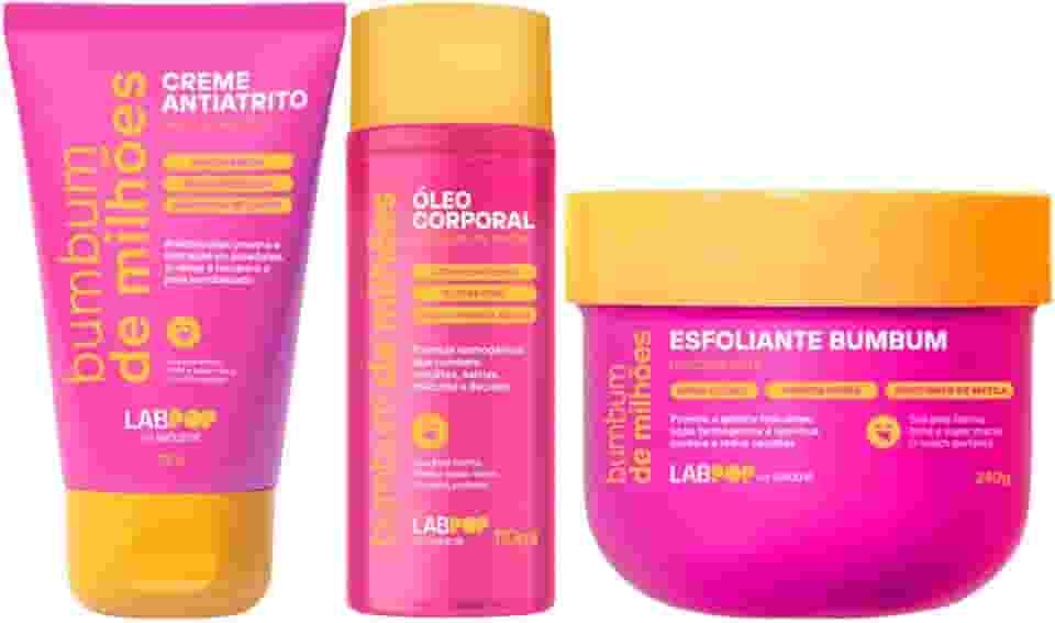 Kit Bumbum De Milhoes Creme Antiatrito E Foliculite + Esfoliante Corporal + Oleo Termo Labotrat