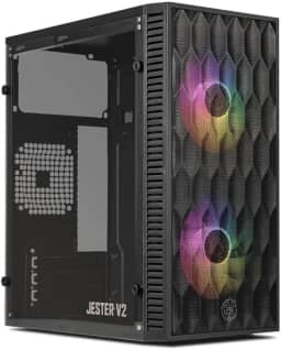 Gabinete Gamer TGT Jester V2 | Rainbow | Mini-Tower | Lateral de Acrílico | Com 2 Fans | Preto | TGT-JSRV2-BKGF02