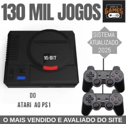 Mini Console Mega Drive Super 3D Games com 130 mil Jogos Retro e 2 Controles - Super 3D Games