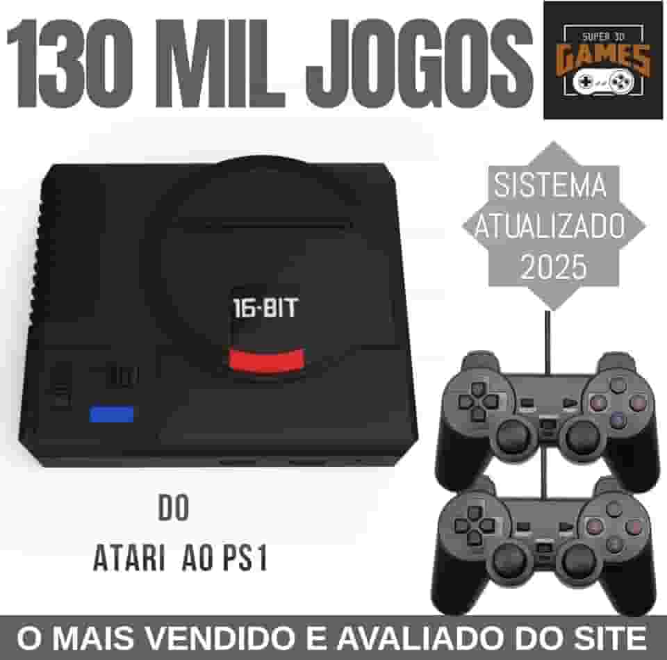 Mini Console Mega Drive Super 3D Games com 130 mil Jogos Retro e 2 Controles - Super 3D Games