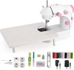 Mini Máquina Costura Máquina Costura Portátil com Mesa Extensível Luz 110V 220V Máquina Costura Doméstica para DIY Roupas Casa Viagens