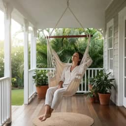 Cadeira Rede Balanço de Teto Suspensa Cor:Cru